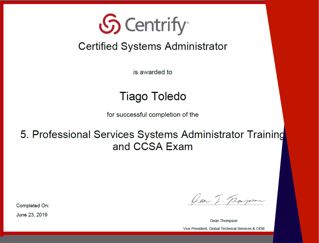 centrify, Centrify Certified Systems Administrator, certificate, Professional Services Systems Administrator Training and CCSA Exam